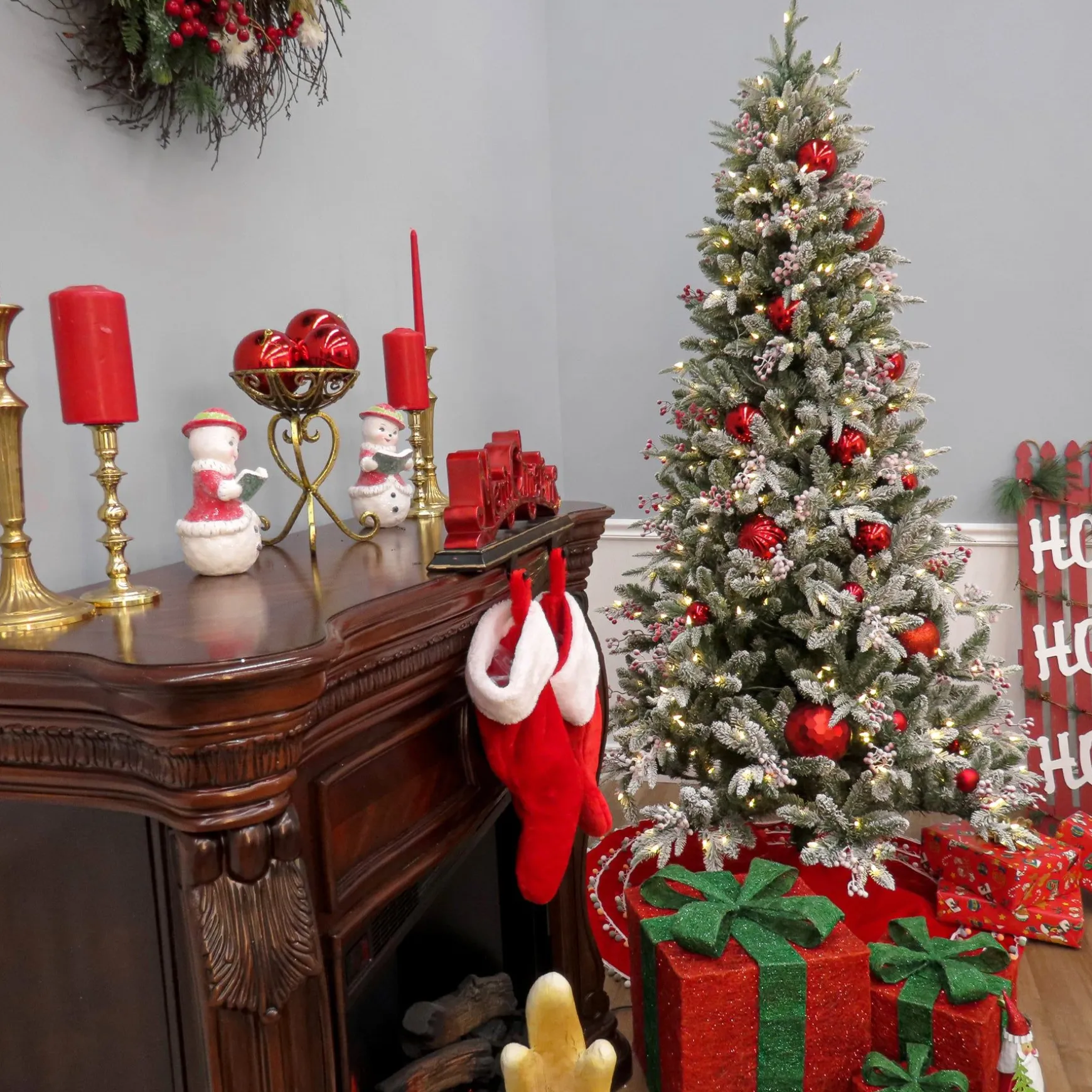 Best National Tree Company 7.5 Ft Pre-Lit Snowy Poechmann Fir Tree With Led Lights