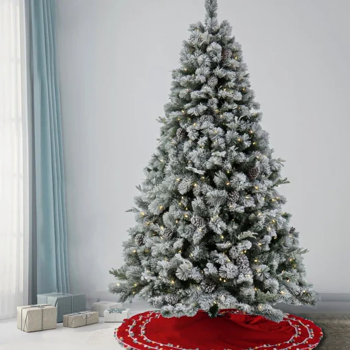 Best National Tree Company 7.5 Ft. Pre-Lit Snowy Silver Hill Pine Tree With Led Lights