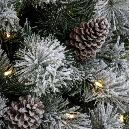 Best National Tree Company 7.5 Ft. Pre-Lit Snowy Silver Hill Pine Tree With Led Lights
