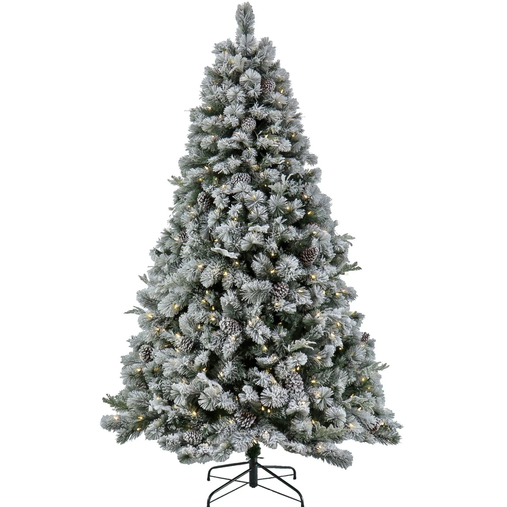 Best Sale National Tree Company 7.5 Ft. Pre-Lit Snowy Silver Hill Pine Tree With Led Lights