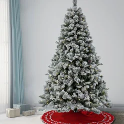 Best Sale National Tree Company 7.5 Ft. Pre-Lit Snowy Silver Hill Pine Tree With Led Lights