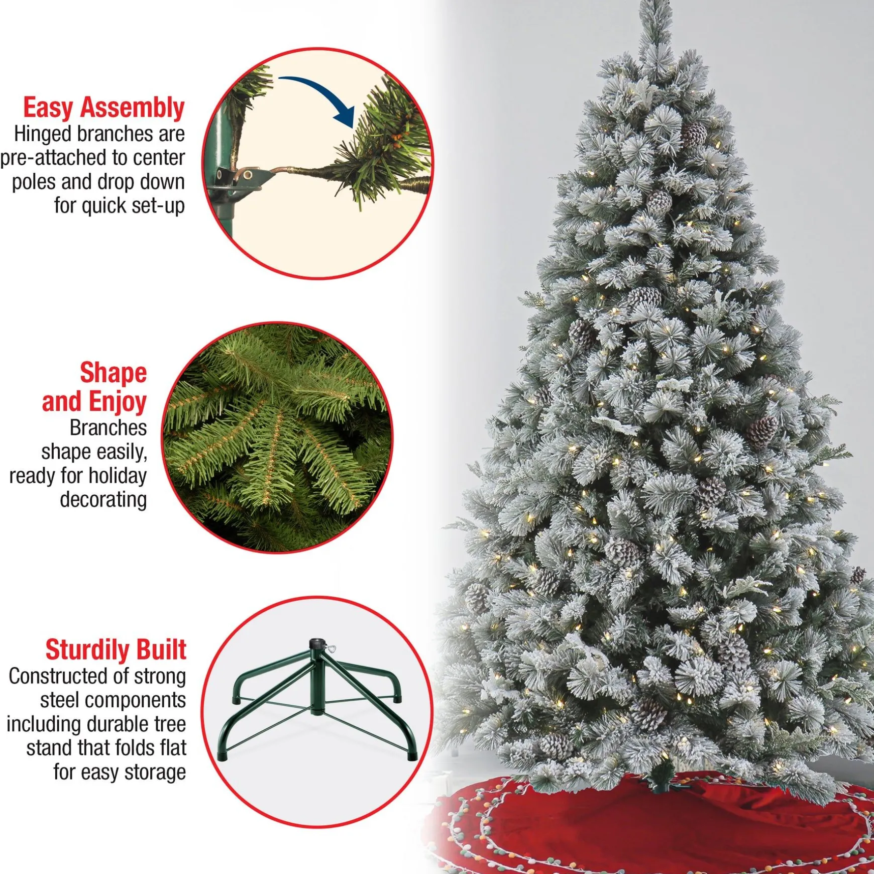 Best Sale National Tree Company 7.5 Ft. Pre-Lit Snowy Silver Hill Pine Tree With Led Lights