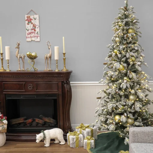 Fashion National Tree Company 7.5 Ft Pre-Lit Snowy Vintin Fir Tree With Led Lights