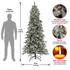 Fashion National Tree Company 7.5 Ft Pre-Lit Snowy Vintin Fir Tree With Led Lights