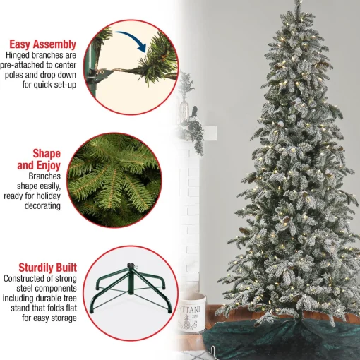Fashion National Tree Company 7.5 Ft Pre-Lit Snowy Vintin Fir Tree With Led Lights