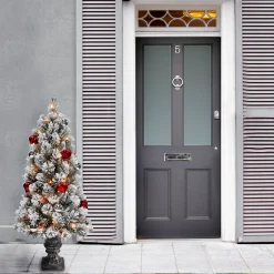 Best Sale National Tree Company 5 Ft. Snowy Bristle Pine Entrance Tree With Clear Lights