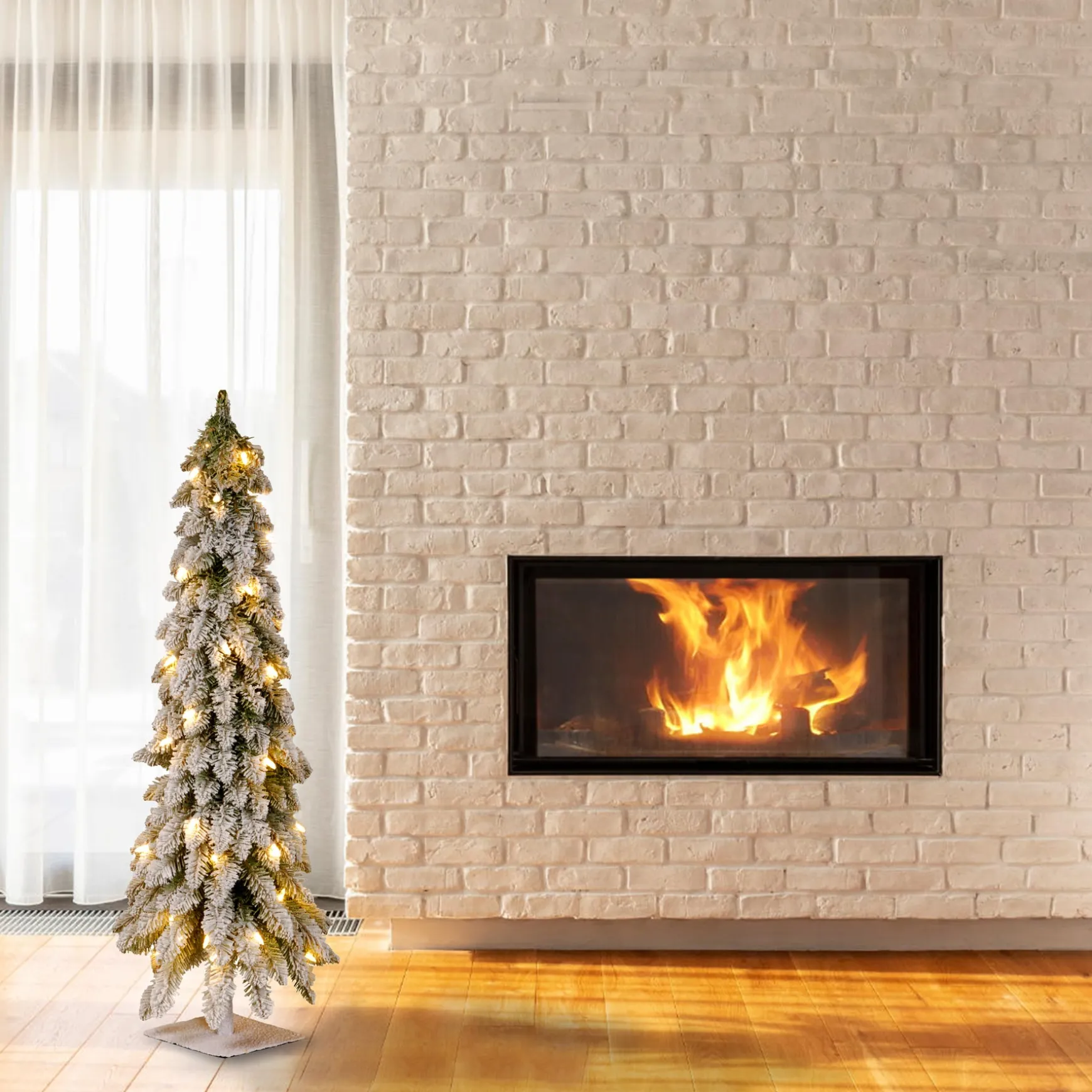 5 Ft Snowy Downswept Forestree With Clear Lights^National Tree Company Sale