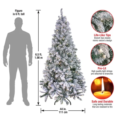 Cheap National Tree Company 6.5 Ft. Snowy Mixed Pine Tree With Clear Lights