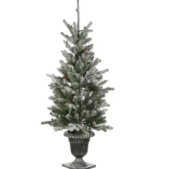 Best National Tree Company 4 Ft Snowy Morgan Spruce Entrance Tree With Clear Lights