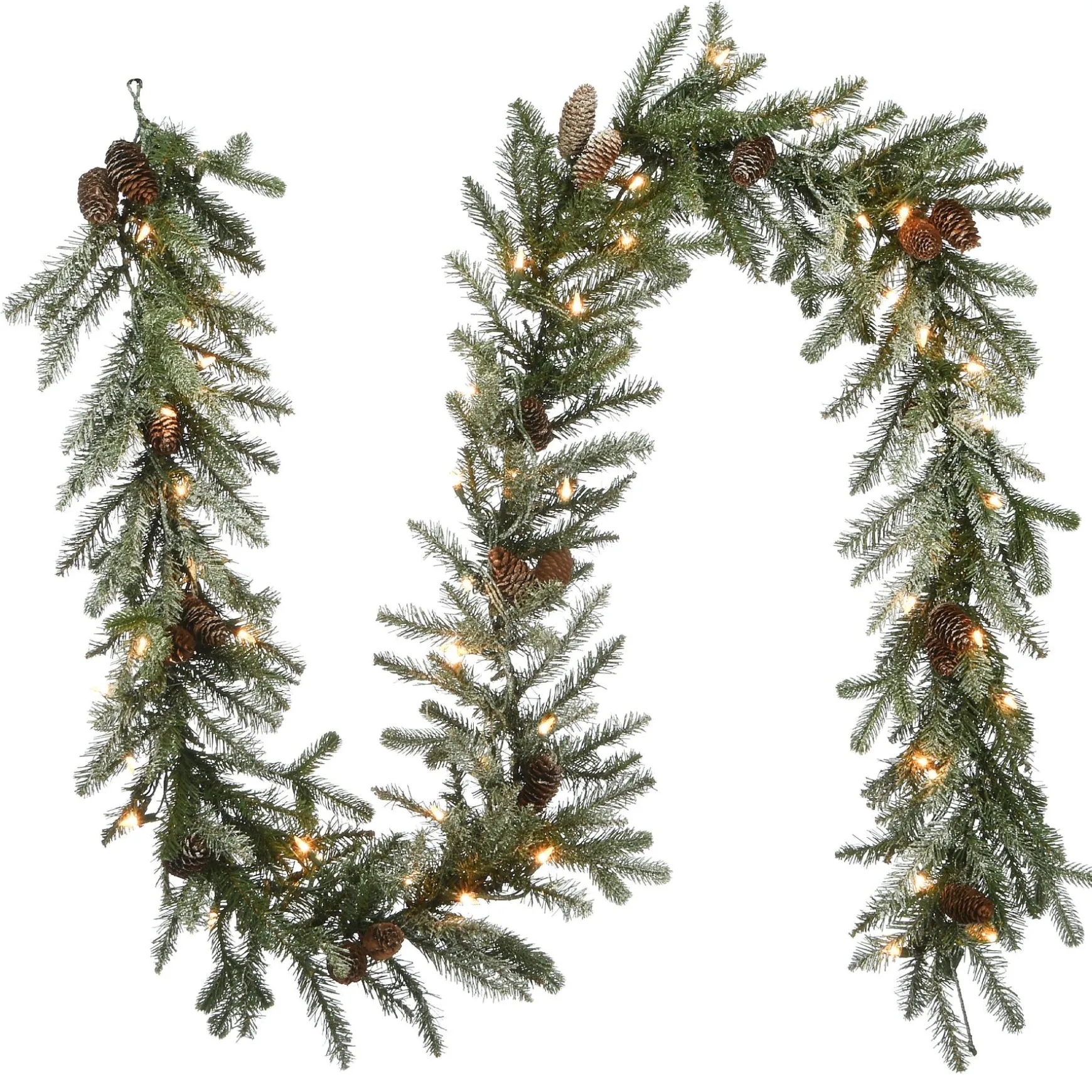 Cheap National Tree Company 9 Ft. Snowy Morgan Spruce Garland With Clear Lights