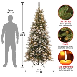 Fashion National Tree Company 7.5 Ft. Snowy Mountain Pine Slim Pine Tree With Clear Lights