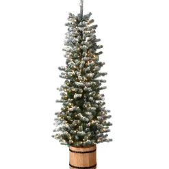 Store National Tree Company 6 Ft. Snowy Sheffield Spruce Slim Half Tree With Clear Lights