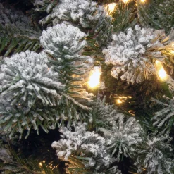 Store National Tree Company 6 Ft. Snowy Sheffield Spruce Slim Half Tree With Clear Lights