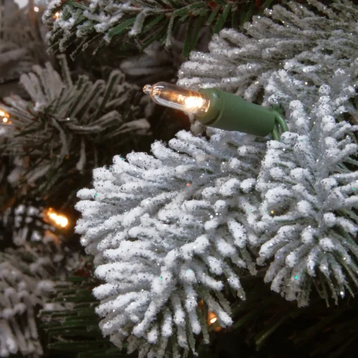 Store National Tree Company 6 Ft. Snowy Sheffield Spruce Slim Half Tree With Clear Lights