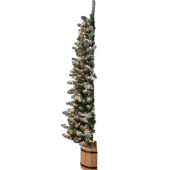 Store National Tree Company 6 Ft. Snowy Sheffield Spruce Slim Half Tree With Clear Lights