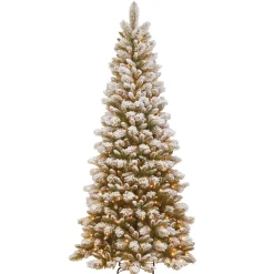 Flash Sale National Tree Company 7.5 Ft. Snowy Westwood Slim Pine Tree With Clear Lights