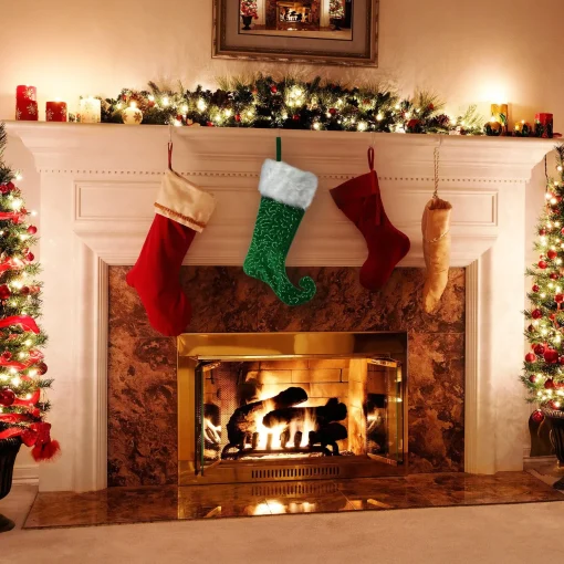 Flash Sale National Tree Company 21" General Store Collection Jester Style Green Stocking
