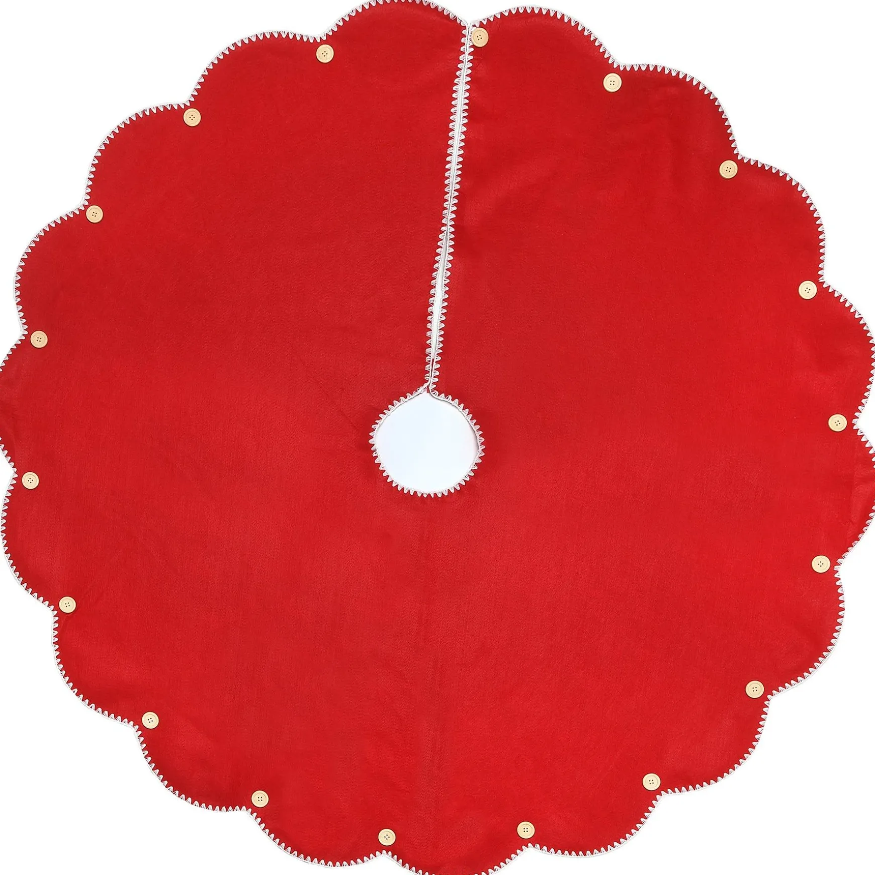 Fashion National Tree Company 52" General Store Collection Scalloped Red Tree Skirt