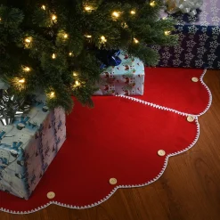 Fashion National Tree Company 52" General Store Collection Scalloped Red Tree Skirt