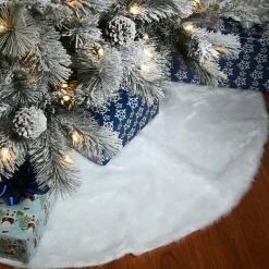 Discount National Tree Company 48" General Store Collection White Faux Fur Tree Skirt