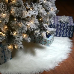 Store National Tree Company 52" General Store Collection White High Pile Tree Skirt