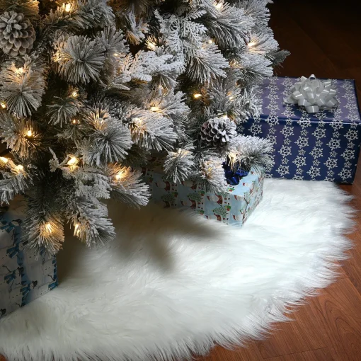 Store National Tree Company 52" General Store Collection White High Pile Tree Skirt