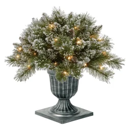 Outlet National Tree Company 18" Glittery Bristle Pine Porch Bush With Battery Operated Led Lights