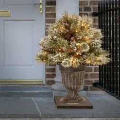Outlet National Tree Company 18" Glittery Bristle Pine Porch Bush With Battery Operated Led Lights