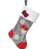 Best National Tree Company 18" Gray Christmas Stocking With Snowflakes