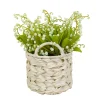 11" Green Lily-Of-The-Valley Flowers In White Basket^National Tree Company New
