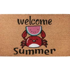 30" Green Welcome Summer Crab And Watermelon Coir Doormat^National Tree Company Discount