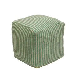 Sale National Tree Company 16" Hand Woven Pouf Ottoman, Sea Mist