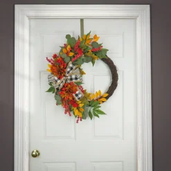 Shop National Tree Company 24" Harves Wreath With Twig, Dahlia, Eucalyptus And Bow