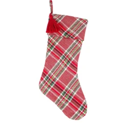 Discount National Tree Company 20" Hgtv Home Collection Bias Cut Red Plaid Stocking
