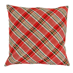 Clearance National Tree Company 24" Hgtv Home Collection Bias Cut Red Plaid Pillow