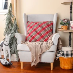 Clearance National Tree Company 24" Hgtv Home Collection Bias Cut Red Plaid Pillow
