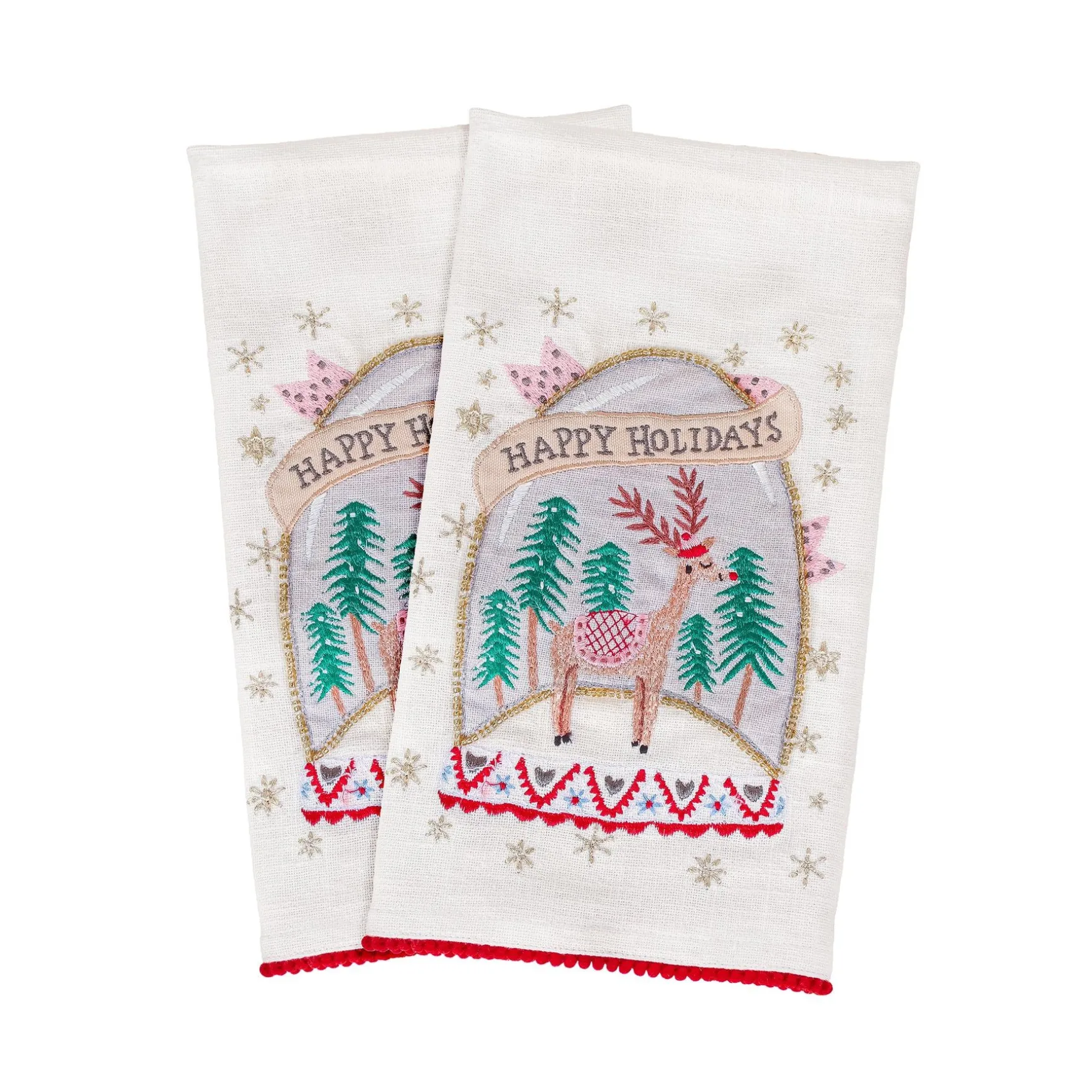 Best National Tree Company 18" Hgtv Home Collection Christmas Snow Globe Guest Towel Pair