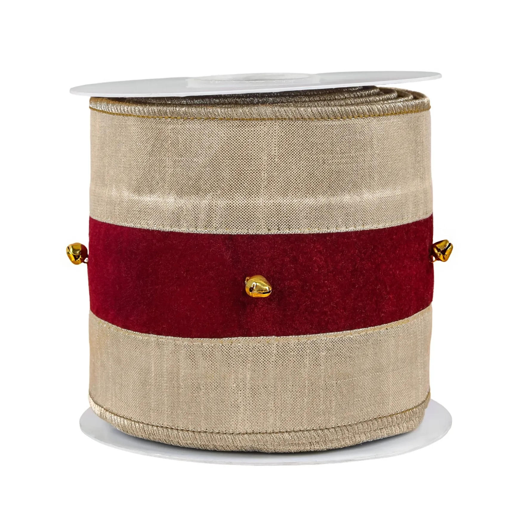 Store National Tree Company 3" Hgtv Home Collection Double-Fused Sleigh Bell Ribbon