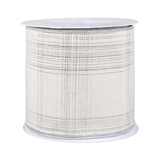 Hot National Tree Company 3" Hgtv Home Collection Double-Fused Silver Plaid Ribbon
