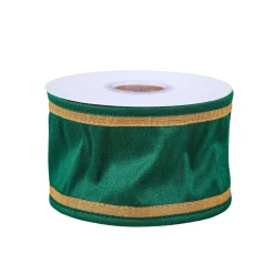 Discount National Tree Company 3" Hgtv Home Collection Dupioni Double-Sided Ribbon, Green & Gold
