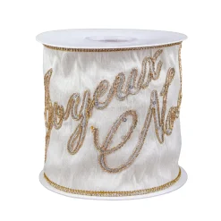 Discount National Tree Company 4" Hgtv Home Collection Dupioni Embroidered Joyuex Noel Ribbon