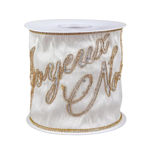 Discount National Tree Company 4" Hgtv Home Collection Dupioni Embroidered Joyuex Noel Ribbon