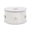 Store National Tree Company 3" Hgtv Home Collection Dupioni Button Ribbon, White