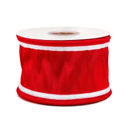 Outlet National Tree Company 3" Hgtv Home Collection Dupioni Double-Sided Ribbon, Red & White