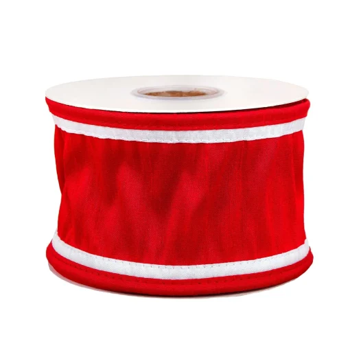 Outlet National Tree Company 3" Hgtv Home Collection Dupioni Double-Sided Ribbon, Red & White