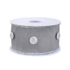 Online National Tree Company 3" Hgtv Home Collection Dupioni Button Ribbon, Silver