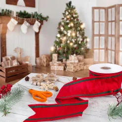 Best Sale National Tree Company 3" Hgtv Home Collection Dupioni Double-Sided Ribbon, Red & Green