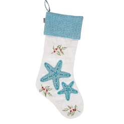 Online National Tree Company 20" Hgtv Home Collection Embroidered Blue Starfish Stocking