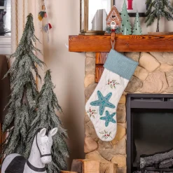Online National Tree Company 20" Hgtv Home Collection Embroidered Blue Starfish Stocking