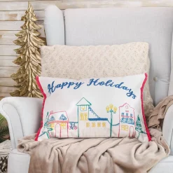 Shop National Tree Company 20" Hgtv Home Collection Embroidered Happy Holidays Pillow